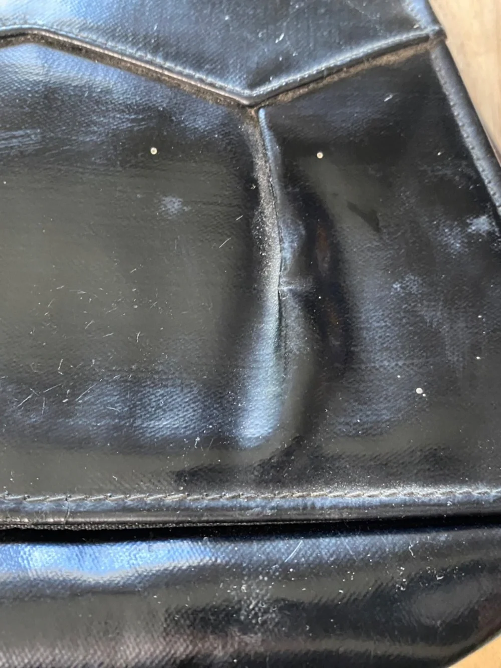 VIntage Black Purse • Fabric Handle With Ball Flap Close • Internal Coin Purse